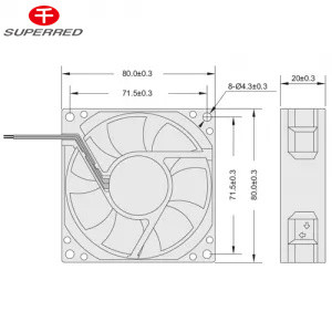 150g de aire acondicionado de ventilador de enfriamiento personalizado con rodamiento de bolas o rodamiento de manga 80x80x20 ventilador de enfriamiento